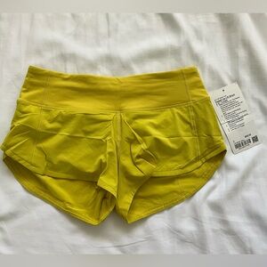 Lululemon speed up short 2.5” size 2 in yellow soleil NWT